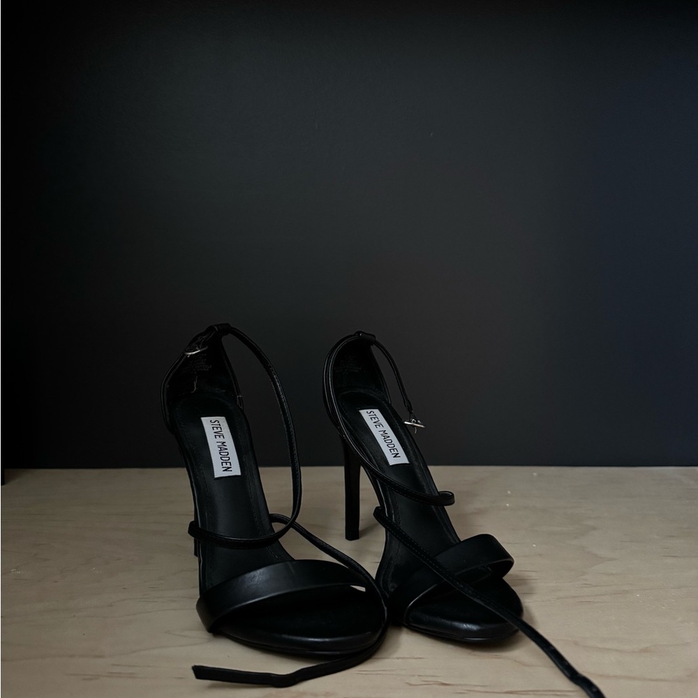 Steve Madden Black Strappy Heels with Stiletto